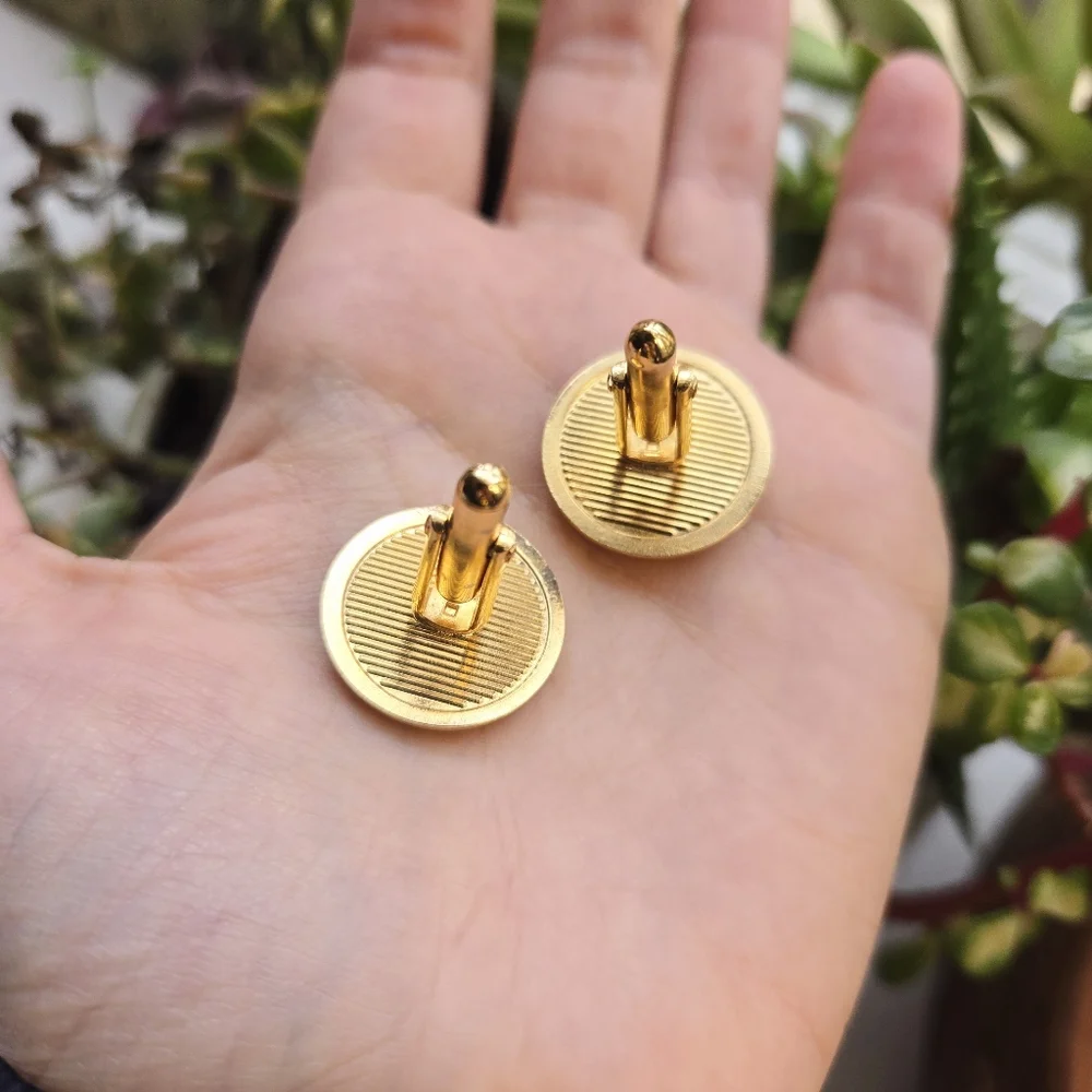 Vintage Black Gold & Silver Modern Classic Cuff Links